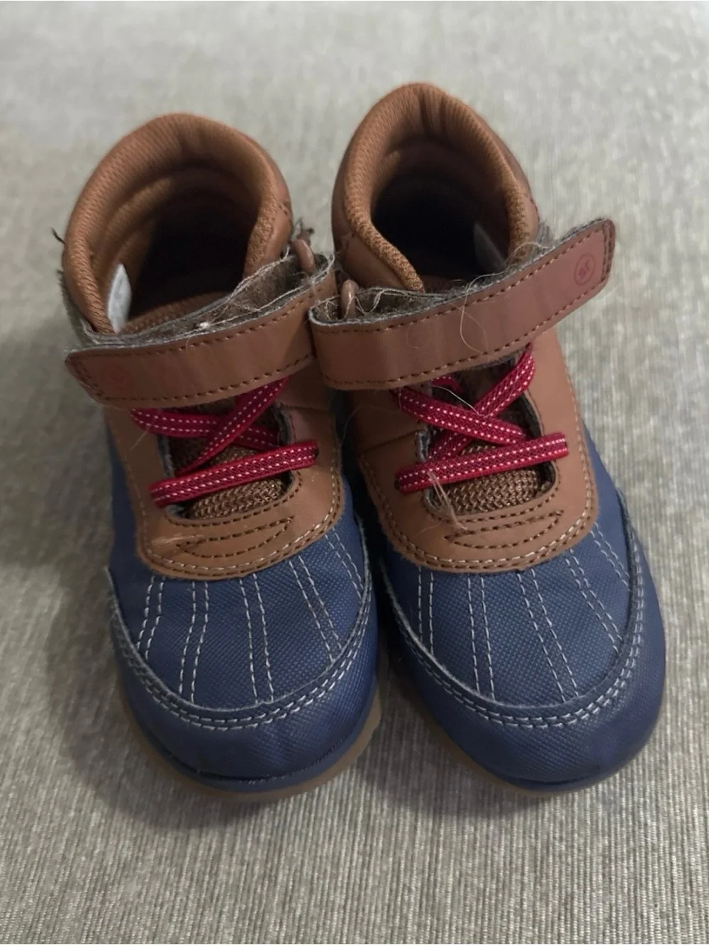 Toddler Navy and Brown Waterproof Velcro Fall & Winter Boots